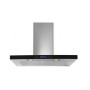 Toflesz okap OK-6 ETNA naścienna 90cm INOX Czarne szkło 
