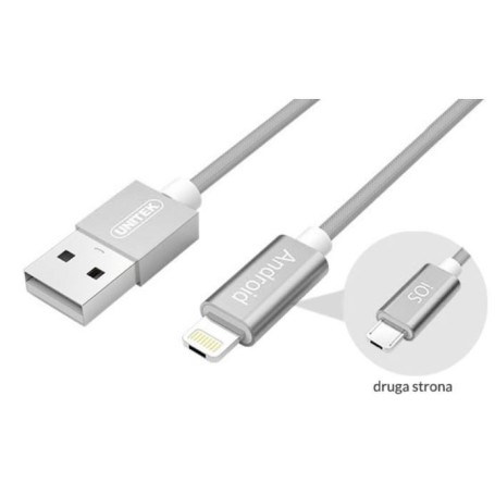 Przyłącze USB HYBRID Unitek microUSB i Lightning; GRAY; Y-C4023GY
