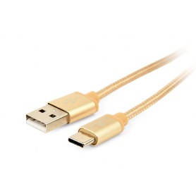 Przyłącze USB x USB Typ C oplot tekstylny Gembird/1.8m/złoty