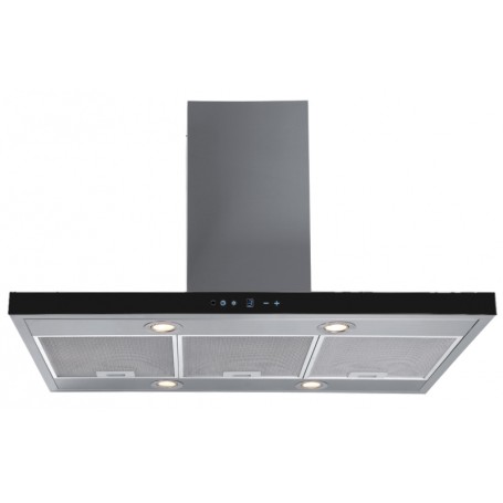Toflesz okap OK-6 ETNA wyspowy 90cm INOX Czarne szkło 