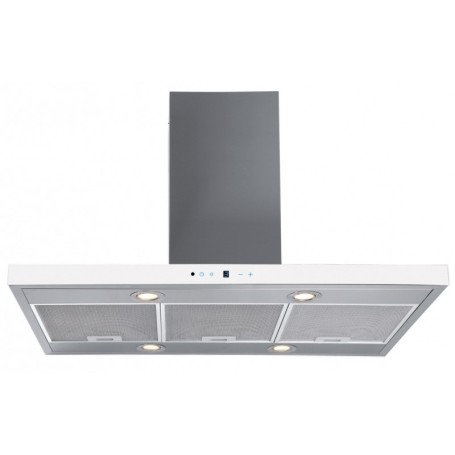 Toflesz okap OK-6 ETNA wyspowy 90cm INOX Białe szkło 
