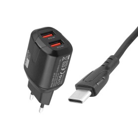 Ładowarka sieciowa SOMOSTEL 2xUSB + kabel Typ C