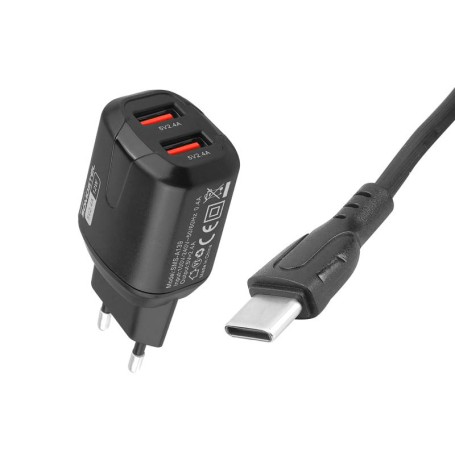 Ładowarka sieciowa SOMOSTEL 2xUSB + kabel Typ C
