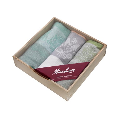 Ścierka kuchenna DEKOR w drewnianym pudełku Komplet