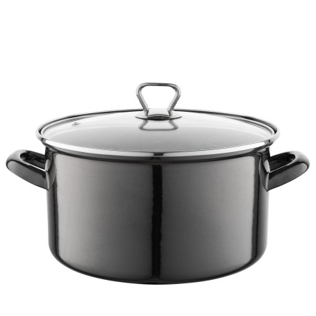 Garnek emaliowany prosty METALICO 24cm czarny