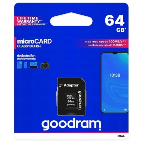 Karta pamięci SD micro 64GB GOODRAM 2w1+adapter  M1AA