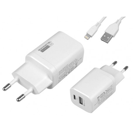 Ładowarka sieciowa SOMOSTEL 2xUSB + kabel iphone
