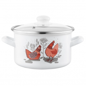 Garnek emaliowany pyza RUBINKA 18cm z pokrywką  OG1381