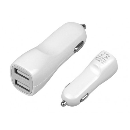 Ładowarka samochodowa dual USB 2.1A biała
