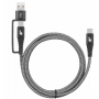 Przyłącze USB typ C x USB typ C  z nakładką USB A  1,2m  TB czarny sznurek
