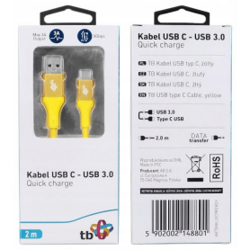 Przyłącze USB x USB typ C 2m TB PREMIUM 3A żółty TPE