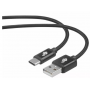 Przyłącze USB x USB typ C  1,5m PREMIUM TB czarny sznurek