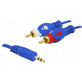 Przyłącze 2xCINCH x jack 3,5mm niebieskie 1.5m 