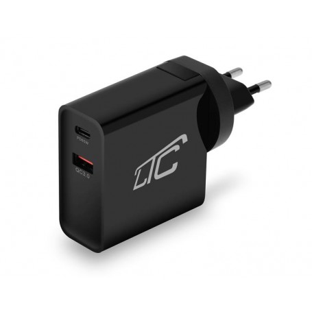 Ładowarka sieciowa LTC LXQC25 MAX QC 3.0 PD 65W USB QC 3A GN.EU/USA czarna