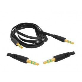 Przyłącze Jack x  Jack 3,5mm męski/męski 1m płaski, czarny
