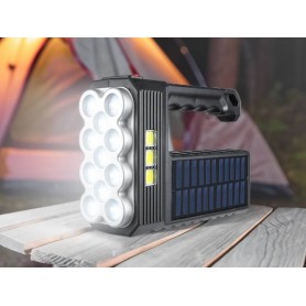 Latarka ręczna solarna LTC 11-LED XPE+3x COB 800lm 5W, aku.1200mAh, + ładowanie solarne, IP65,MicroUSB GGW