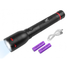 Latarka ręczna LXLL107 1-LED COB ZOOM, 2 X akum USB POWERBANK  czarna