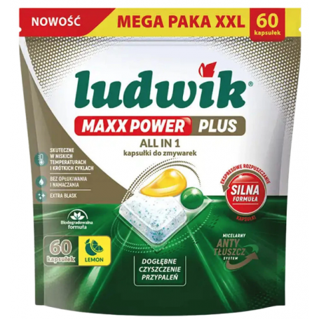 Kapsułki do zmywarki LUDWIK Maxx Power Plus 60szt Lemon